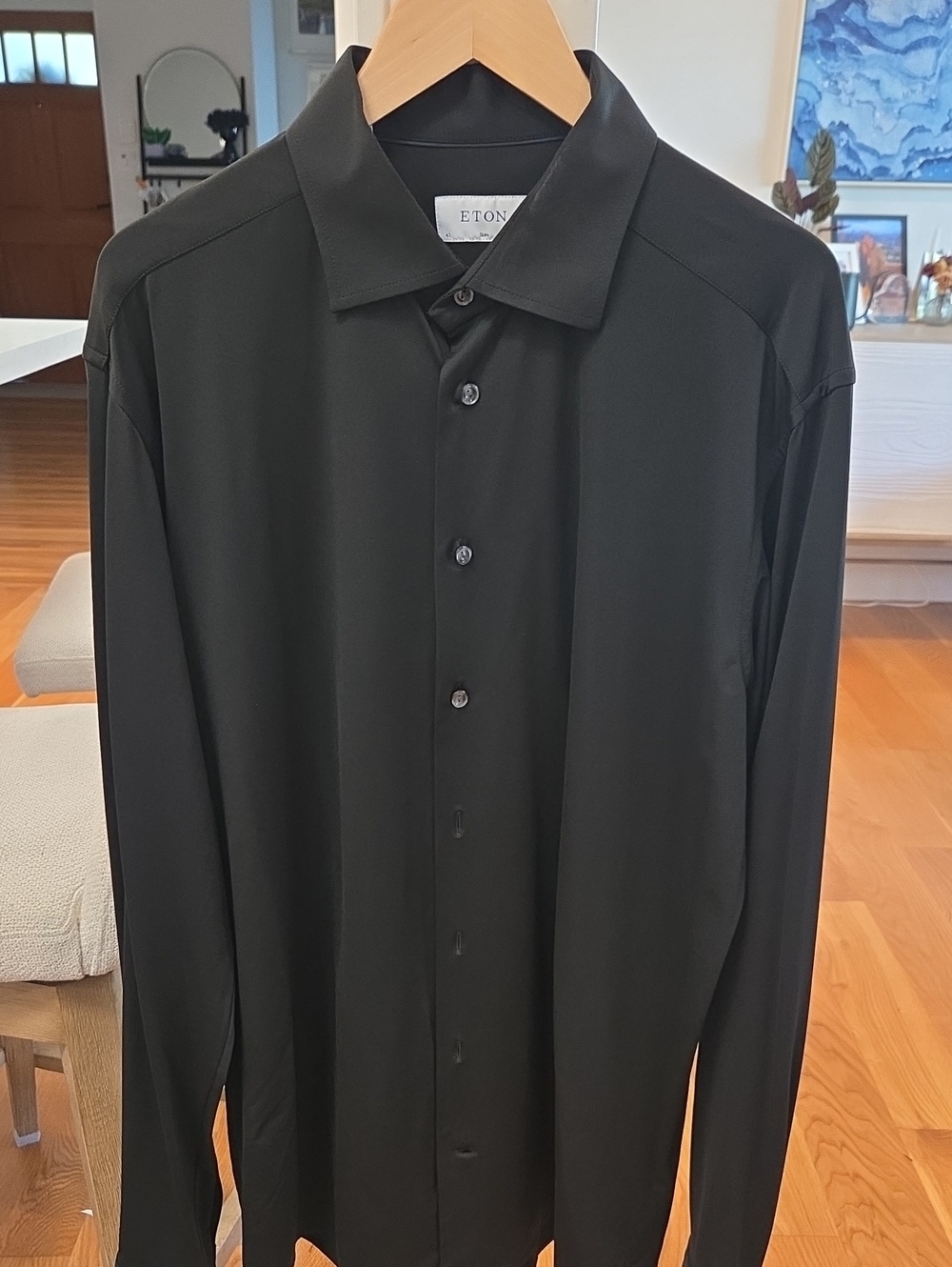 Eton Men's Performance Slim Fit Solid Black Long-Sleeve Dress Shirt (17)